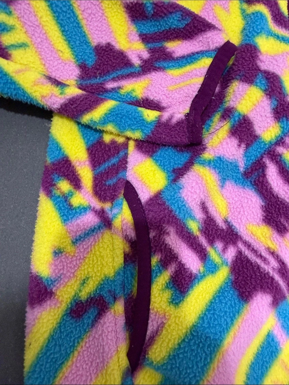 L.L. Bean Kids Multicolor Fleece Hoodie with Purple Trim